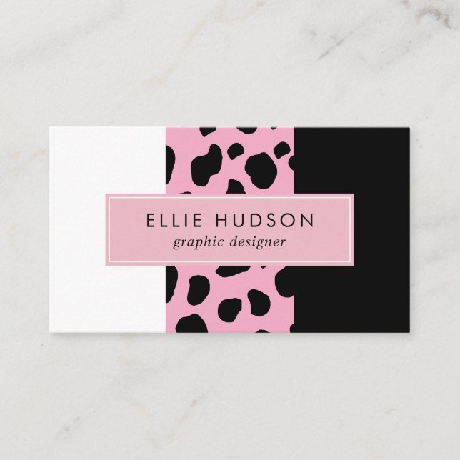 Cow Print, Cow Pattern, Cow Spots, Pink Cow Visitenkarte (Vorderseite)