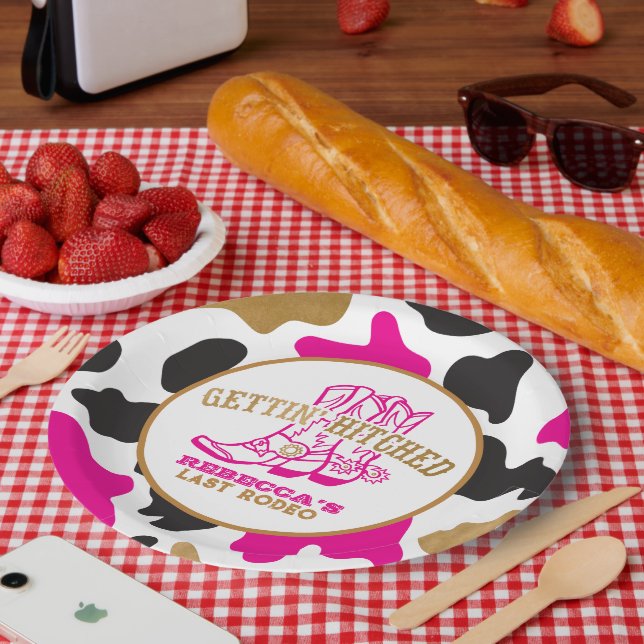 Cow Print Last Rodeo Junggeselinnen-Abschied Telle Pappteller (Picknick)
