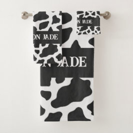 Cow Print Monogram Minimal Animal Print Badhandtuch Set