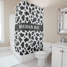 Cow Print Monogram Minimal Animal Print Duschvorhang