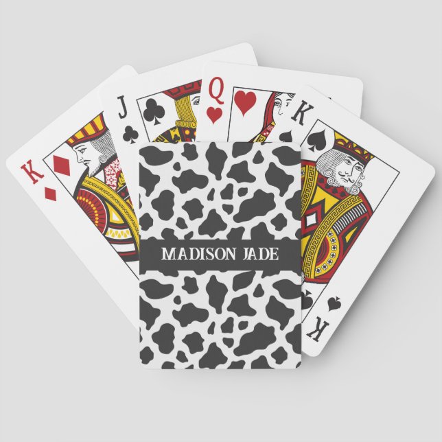 Cow Print Monogram Minimal Animal Print Spielkarten (Rückseite)