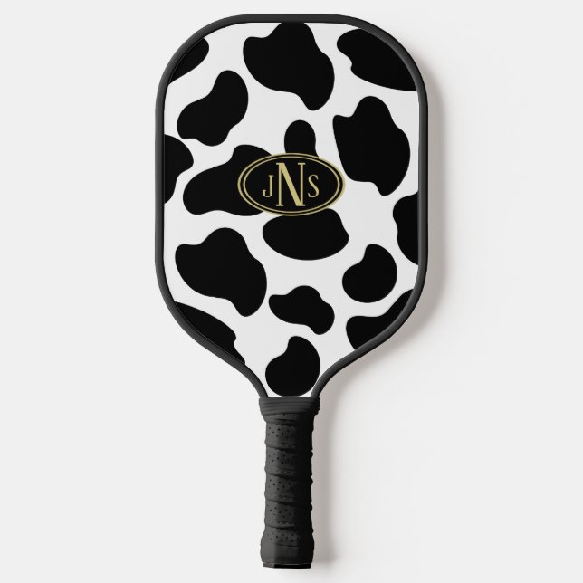 Cow Print Monogram Pickleball Schläger (Rückseite)