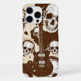Cow Print with Skulls and Rock Electric Guitars iPhone 16 Pro Max Hülle