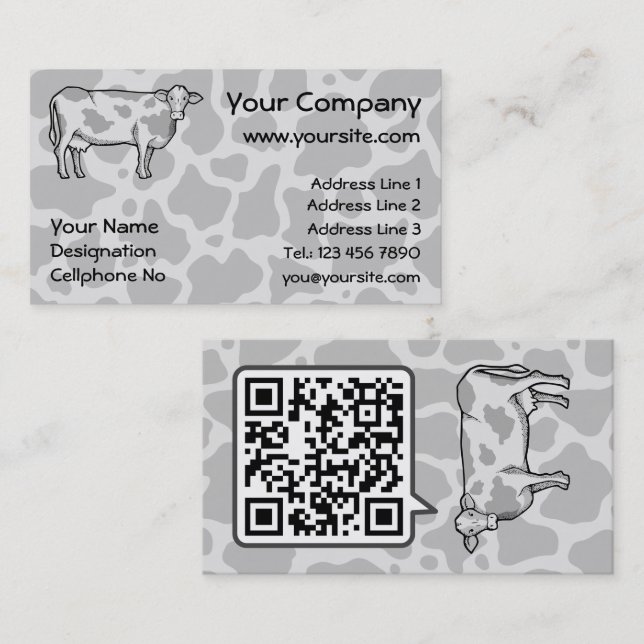 Cow Profile Business Card Visitenkarte (Vorne/Hinten)