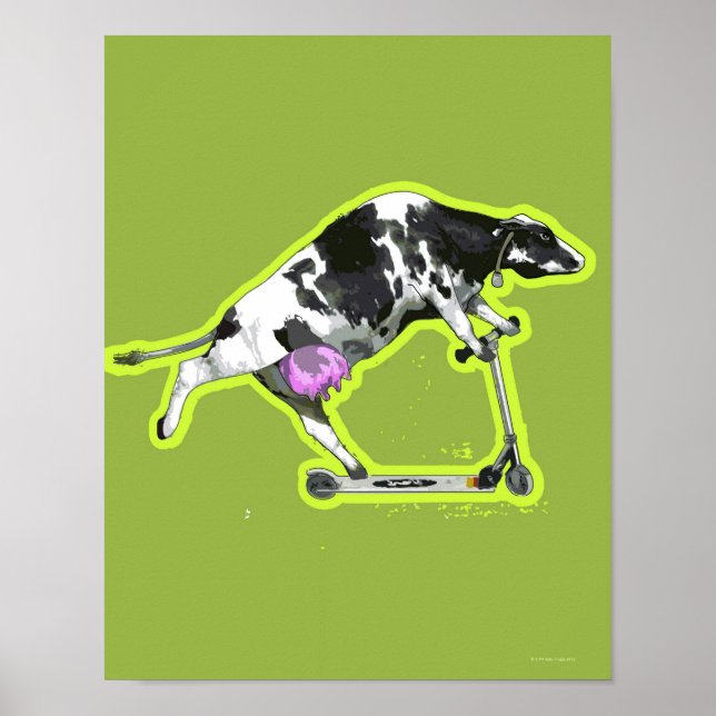 Cow Riding a Scooter Poster (Vorne)