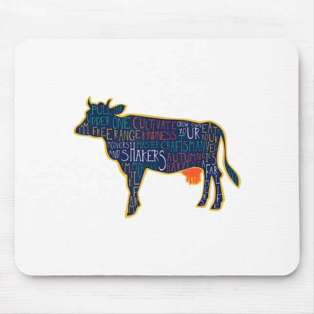 Cow Silhouette Tygraphy Phrases Heifer Fun Chris  Mousepad (Vorne)