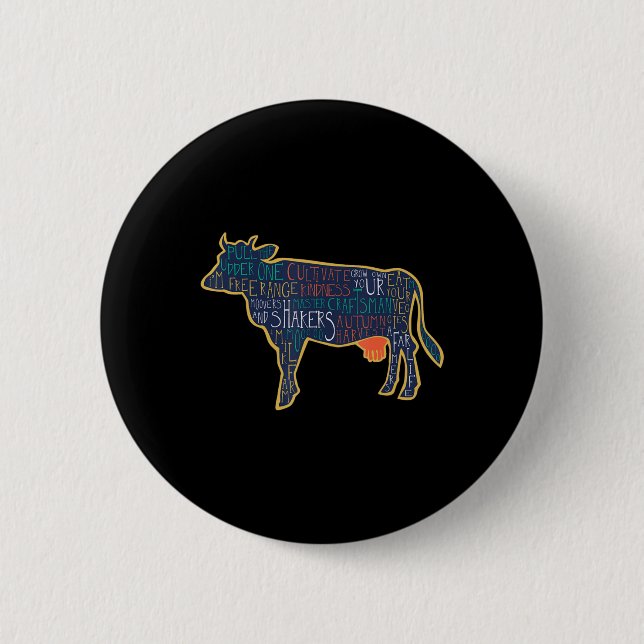 Cow Silhouette Tygraphy Phrases Heifer Fun Chris T Button (Vorderseite)