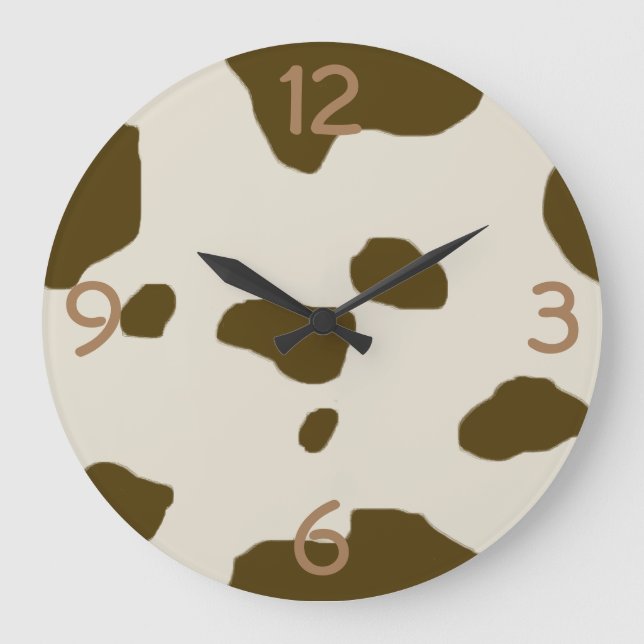 COW-SKIN-Druck Viertelstellige Ziffern Große Wanduhr (Vorderseite)