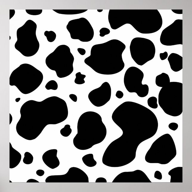 Cow Spots Pattern Black and White Animal Print Poster (Vorne)
