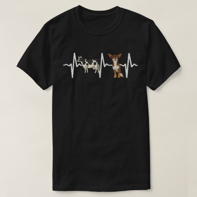 Cow Spotted Brown Chihuahua Heartbeat Dog Lover  T-Shirt (Design vorne)