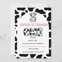 Cow Theme First Birthday Invitation – Turning One  Einladung