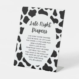 Cow Theme Späte Nacht Windeln Spielzeichen Sockelschild