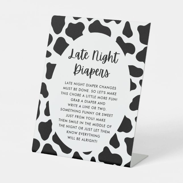 Cow Theme Späte Nacht Windeln Spielzeichen Sockelschild (Vorderseite)