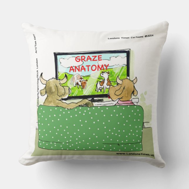 Cow TV Funny Cartoon Cotton Throw Kissen (Vorderseite)