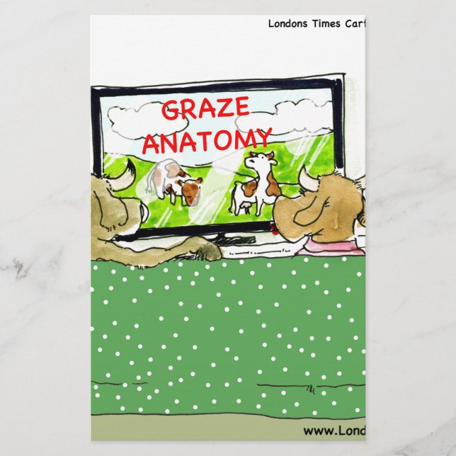 Cow TV Shows Funny Cartoon Briefpapier (Vorderseite)