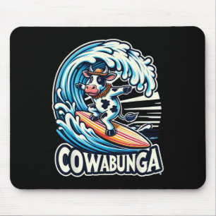 Cowabunga Beach Surfen Kuh Surfbrett Surfboard Mousepad