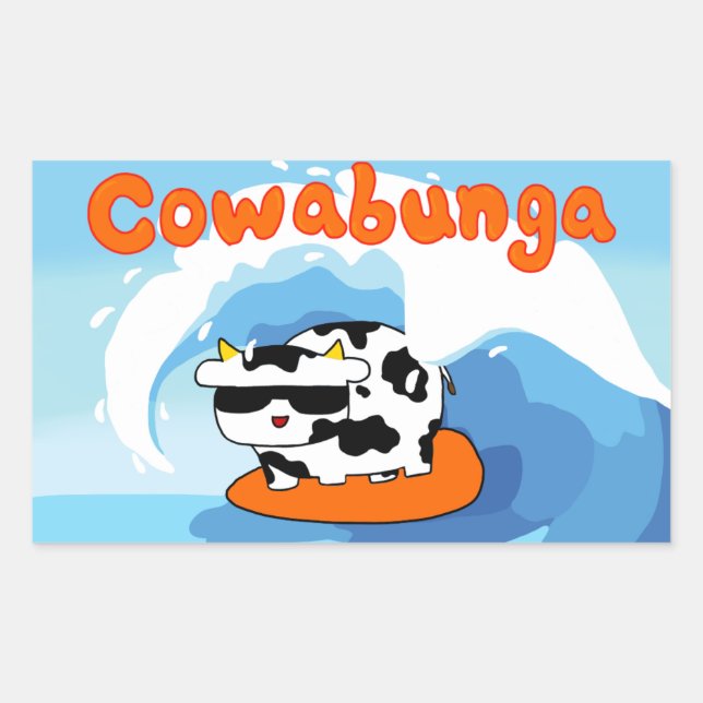 Cowabunga surfing Kuh Aufkleber (Vorderseite)