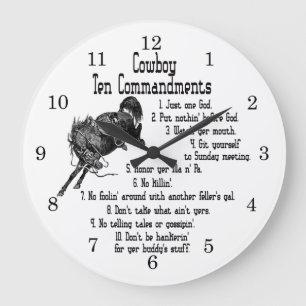 Cowboy 10 Gebote Große Wanduhr