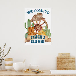 Cowboy 1. Rodeo Party Begrüßungszeichen Poster