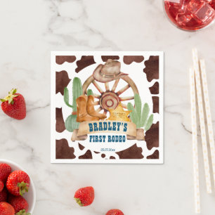 Cowboy 1. Rodeo Pferde Farm Party personalisiert Serviette