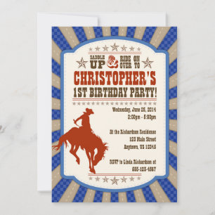 Cowboy 1er Anniversaire Fête Invitation