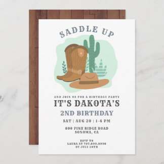 Cowboy 2. Geburtstagsfeier Party Einladung