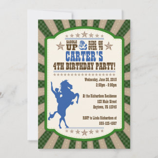 Cowboy 4. Geburtstagsfeier Party Einladung