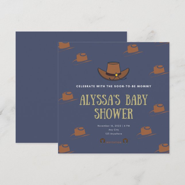 Cowboy Adoption Babydusche  Einladung (Vorne/Hinten)