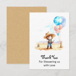 Cowboy Adventure Baby Boy's Wild West Shower Dankeskarte