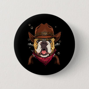 Cowboy American Bulldog Country Music Rodeo Howdy Button