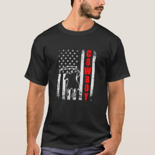 Cowboy American Flag USA Patriotic Horriding We T-Shirt