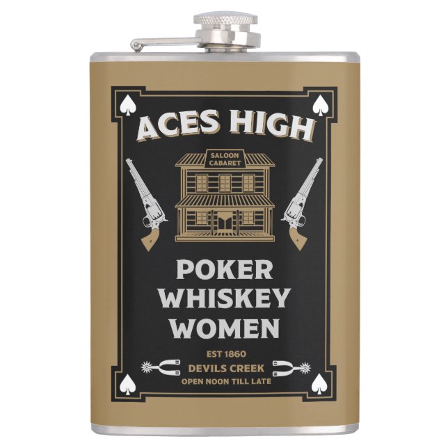 Cowboy American Frontier Saloon Flachmann (Vorderseite)