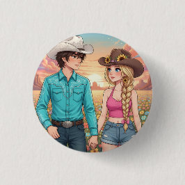 cowboy and cowgirl anime style button