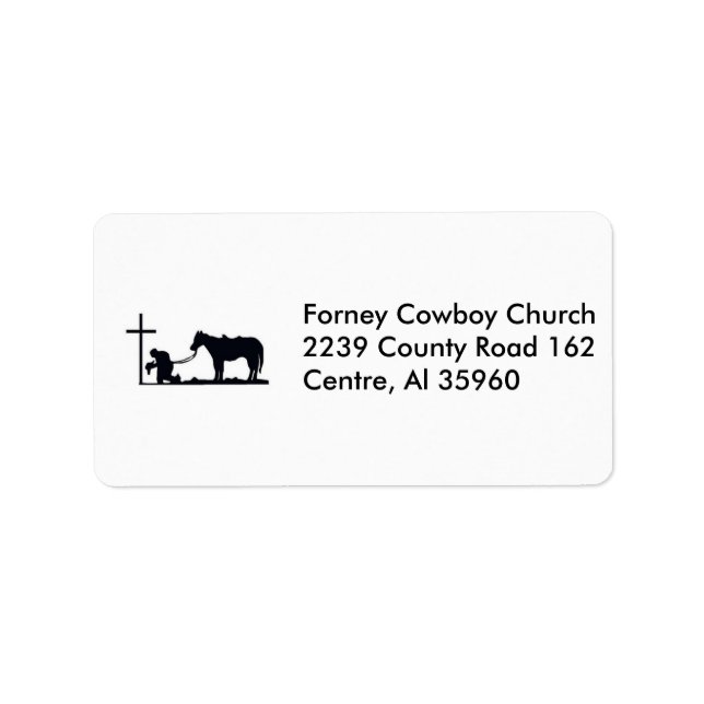 Cowboy_and_cross, Forney Cowboy Church239 Coun... Adressaufkleber (Vorne)