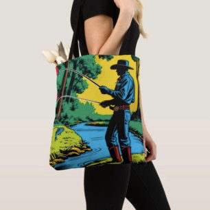 Cowboy-Angler am Flussufer Tasche