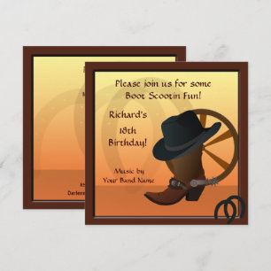 Cowboy Anniversaire Fête Invitation personnalisée