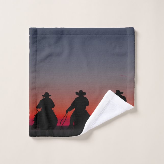 cowboy au coucher du soleil (Gant de toilette)