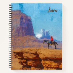 Cowboy auf dem Bute Western personalisiertes Notiz Notizbuch