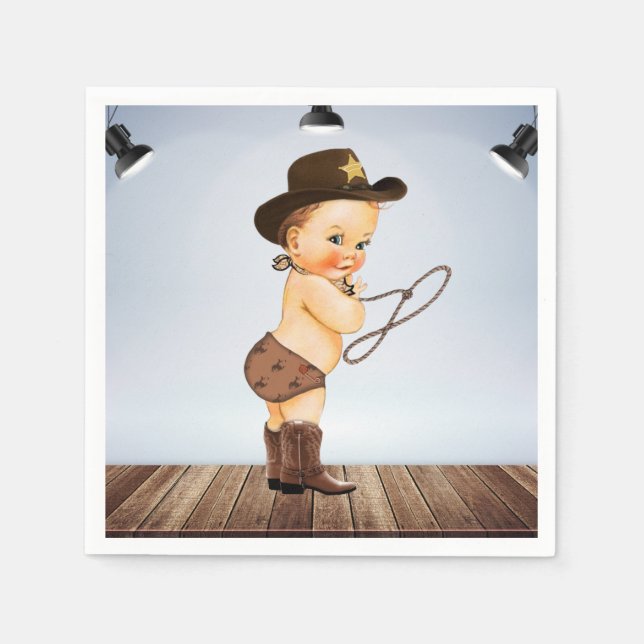 Cowboy auf dem Weg Babydusche Serviette (Vorderseite)