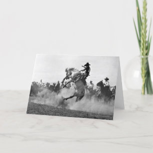 Cowboy auf einem ausschlagenden Bronco Karte