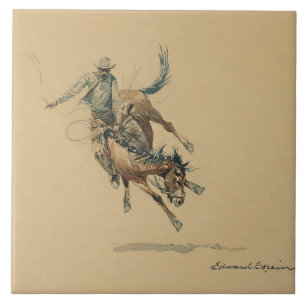 Cowboy auf einem bockenden Pferd #3 von Edward Bor Fliese