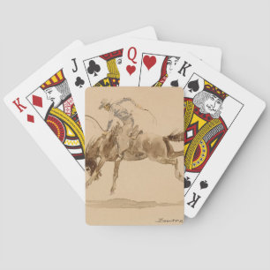 Cowboy auf einem bockenden Pferd von Edward Borein Spielkarten