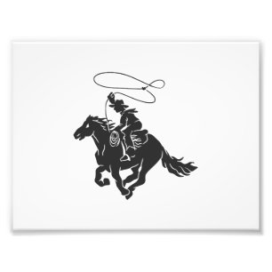 Cowboy auf einem Pferd mit Brille Fotodruck