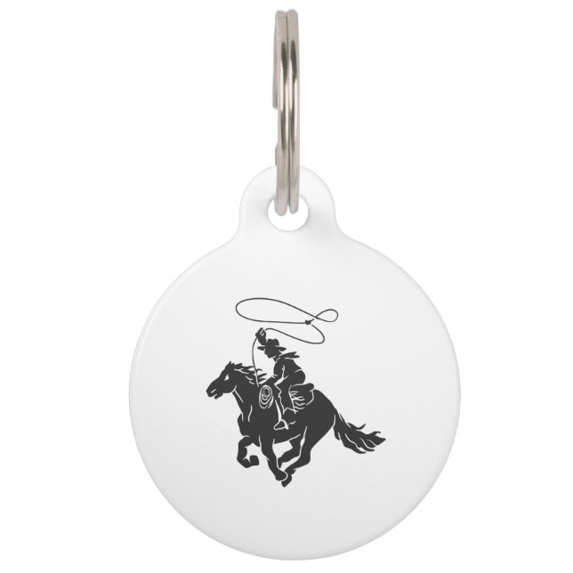 Cowboy auf einem Pferd mit Brille Haustiermarke (Vorderseite)