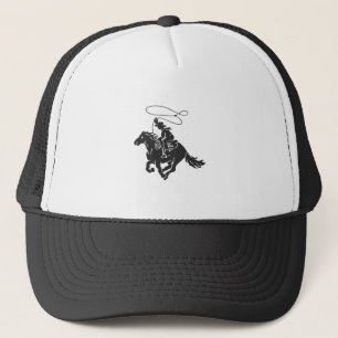 Cowboy auf einem Pferd mit Brille Truckerkappe