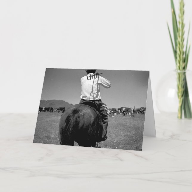 Cowboy auf einem Pferd mit zwei Marken Karte (Vorderseite)