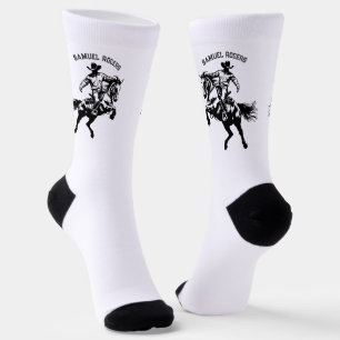 Cowboy auf einem Pferd Personalisierter Name Socken