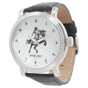 Cowboy auf einem Pferd Schwarz Ziffern Uhr