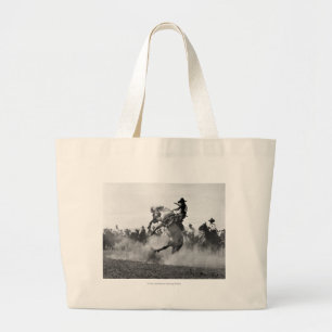 Cowboy auf einem sträubenden wilden Pferd Jumbo Stoffbeutel