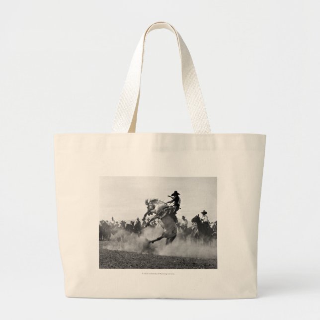 Cowboy auf einem sträubenden wilden Pferd Jumbo Stoffbeutel (Vorne)